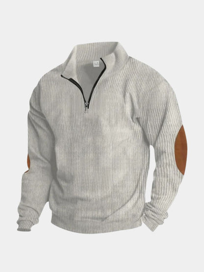 High Collar Quarter Zip Corduroy Pullover - Cross & Crown