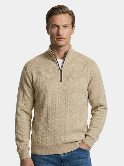 Essential Henley High Collar Quarter Zip Pullover - Cross & Crown