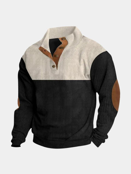 High Collar Corduroy Retro Pullover - Cross & Crown