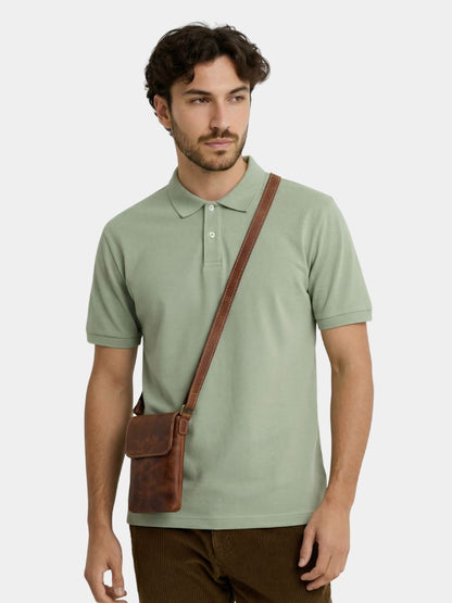Men's Mini Leather Shoulder Bag - Cross & Crown