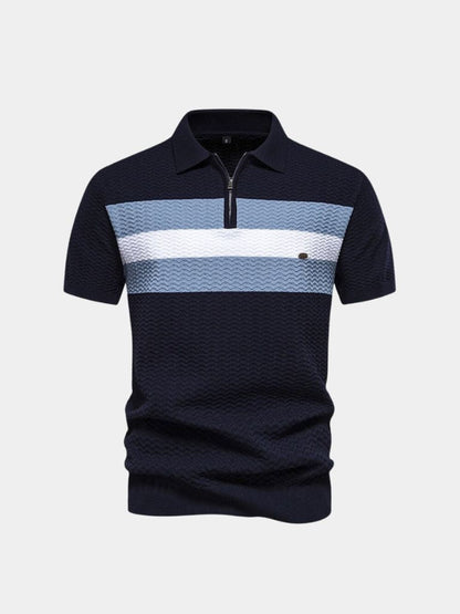 Classic Fit Quarter Zip Business Casual Short Sleeves Polo - Cross & Crown