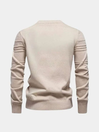 Cotton Knitted Stripped Crew Neck Pullover Sweater - Cross & Crown