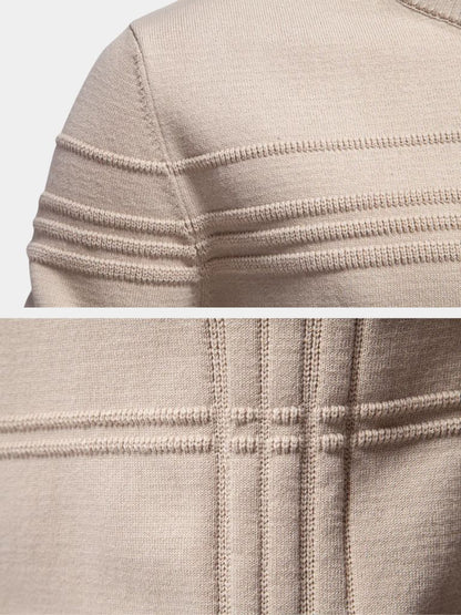 Cotton Knitted Stripped Crew Neck Pullover Sweater - Cross & Crown