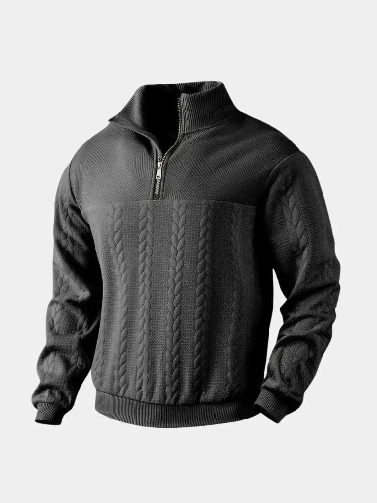 Essential Henley High Collar Quarter Zip Pullover - Cross & Crown