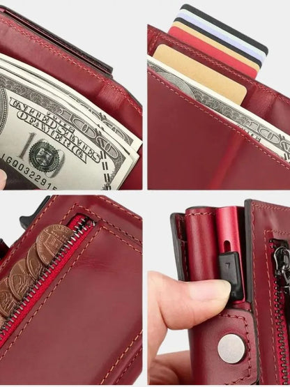 Leather Magnet Wallet Anti-Scam - Cross & Crown