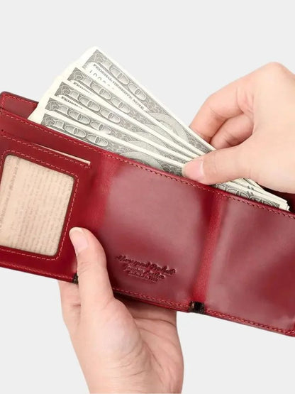 Leather Magnet Wallet Anti-Scam - Cross & Crown