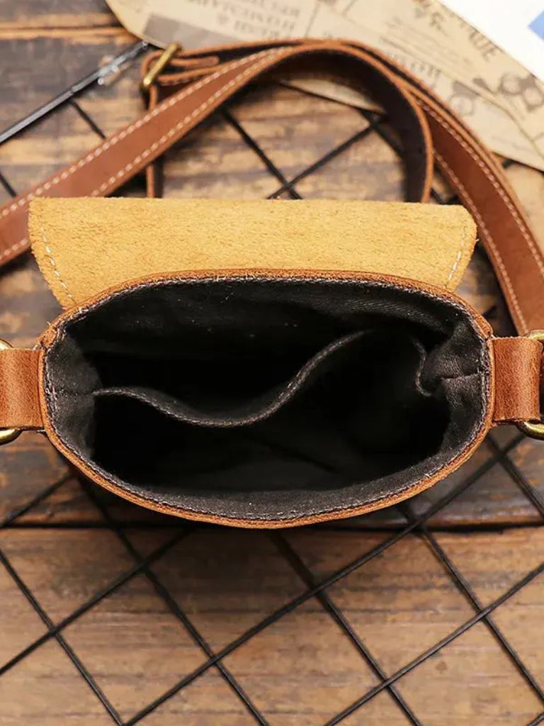 Men's Mini Leather Shoulder Bag - Cross & Crown